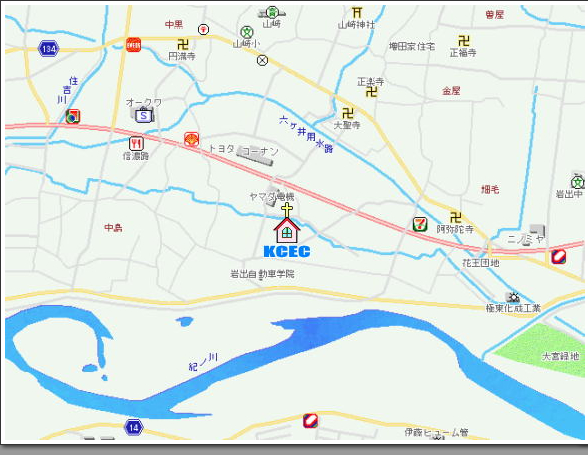KCEC �I�m��L���X�g����������Ӂ@���a2.5km�̒n�}